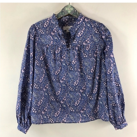 J.Crew Liberty print button-front ruffle-neck popover in Bourton Bloom - Picture 2 of 12